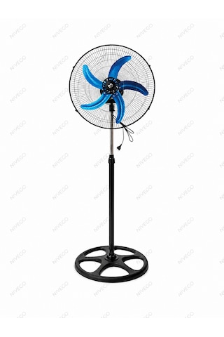 Nvg 18 İnç Sanayi Tipi Vantilatör 80w Güçlü Sessiz Ayaklı Fan 5 Kanat 3 Kademeli 56cm Geniş Çap Pervane