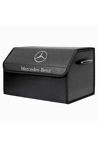 Mercedes-benz Marka Logolu Oto Bagaj Organizer Çanta Oto Bagaj Çantası 2 Bölmeli Suni Deri 48 Cm X 31 Cm X 29 Cm
