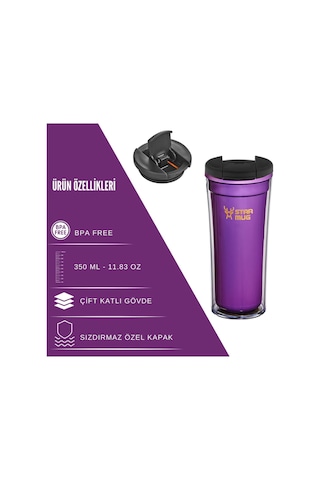 Star Mug 350 Ml Opak Seri -mor Çift Katmanlı Mug - Piknik Kamp Outdoor Ofis Otel Kafe Okul Kampüs Mor