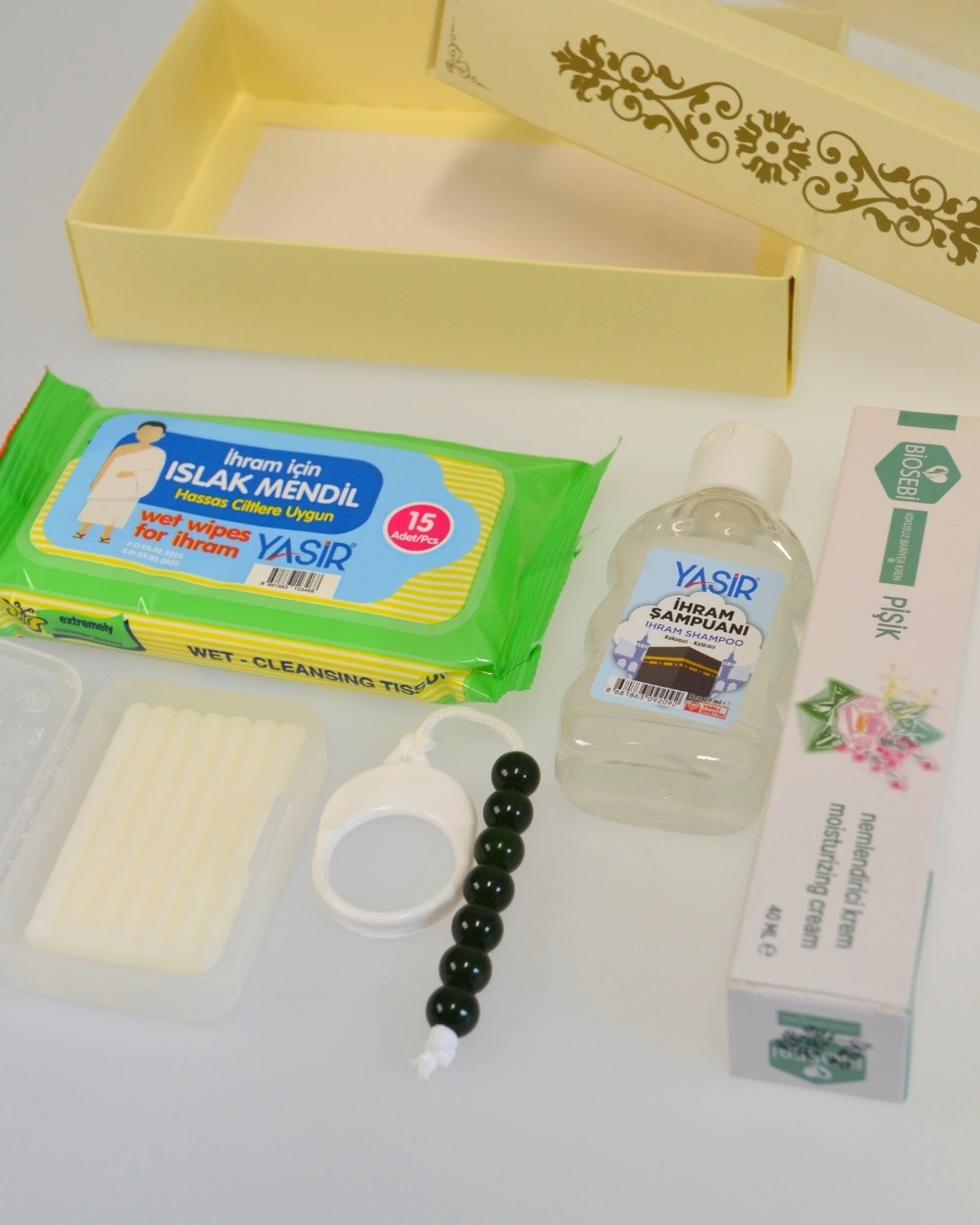 Mini İhram Seti Hac Ve Umre İçin Kokusuz Hediye Seti, Tavaf Tesbihli Özel Kutulu