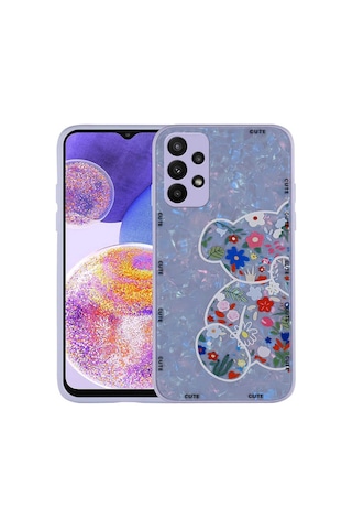 Zore Samsung Galaxy Uyumlu A33 5g Kılıf Desenli Sert Silikon Nvth Mumila Kapak - Lilac Bear