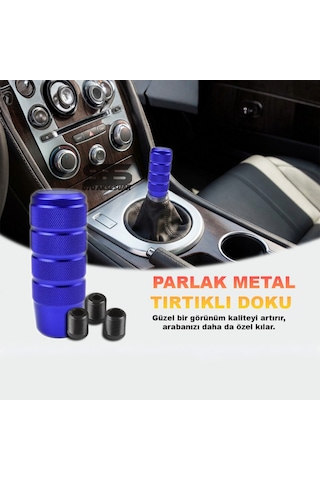 Metal Vites Topuzu Tırtıklı Parlak Mavi Alüminyum Çelik Alaşım Universal Manuel Vites Mavi