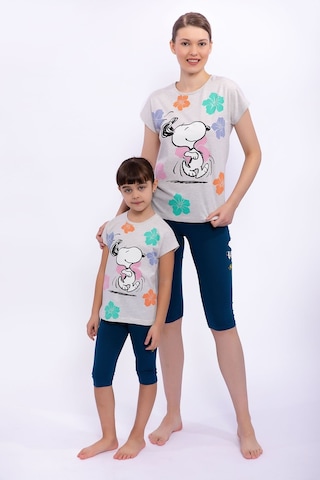Snoopy Lisanslı Bejmelanj Kız Çocuk Tayt Takım 5274-29027 Bej Melanj