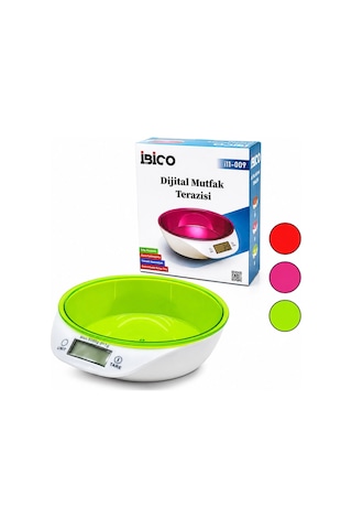 Dijital - Pilli Mutfak Terazi Tartı Kaseli - 5kg/1gr Bx40 Çok Renkli