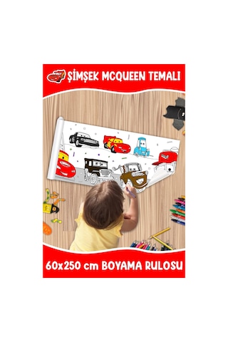 Melolisa Şimşek Mcqueen Temalı Dev Boyama Rulosu 60x250 Cm