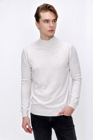 Morven Basic Dinamik Fit Rahat Kesim Yarım Balıkçı Yaka Triko Kazak 99kc017002653 Bej