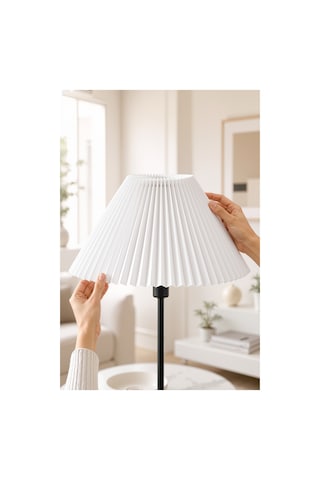 Kırma Lambader Başlığı Pileli Umbrella Kumaş Başlık Çap 36 Cm Lam11 Beyaz