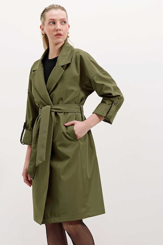 Gabria Kol Katlamalı Bağcıklı Trenchcoat Haki