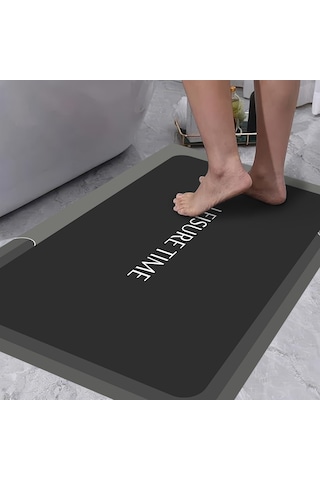 Dijital Kaymaz Yıkanabilir Banyo Mutfak Salon Paspas Halısı Trend Modern Al4002 Antrasit