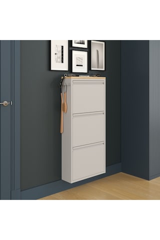 Kapaklı Metal Ayakkabılık, 3 Ve 4 Kapaklı, Aksesuarlı Çeşitli Gri-düz Tablalı Ayakkabılık