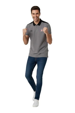 Beşiktaş Lisanslı Umbro Gri Polo T-shirt Gri