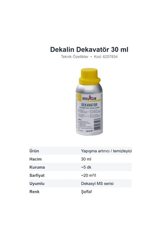Dekalin Dekavatör Yapışma Artırıcı Primer Ve Temizleyici 30 Ml 6257834