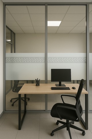 Technosmart 45x200cm Meander Motifli Statik Cam Filmi Kaplama Mutfak Ofis Banyo Pencere