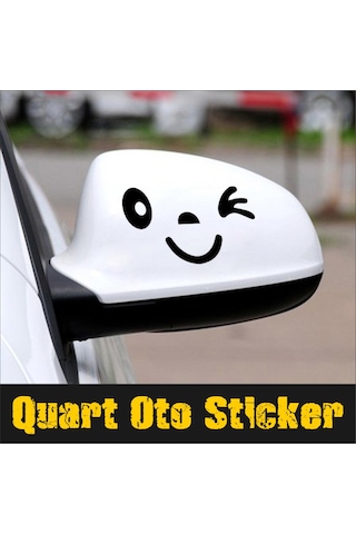 2 Adet Yan Ayna Gülen Yüz Sticker (279880727)