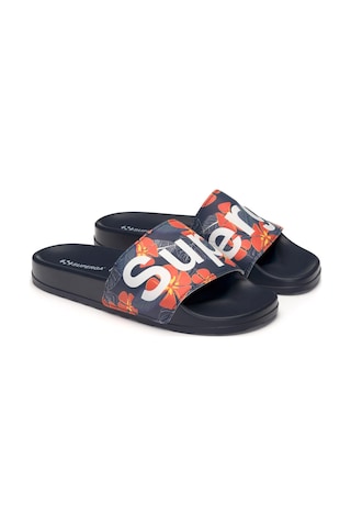 Superga 1908 Slides Hibiscus Print Polysoft Unisex Siyah-turuncu Terlik Siyah-turuncu-332