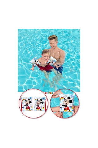 Mickey Mouse Figürlü Deniz Havuz Çocuk Yüzücü Kolluk - 3 - 6 Yaş Arası - 23 Cm X 15 Cm Çok Renkli