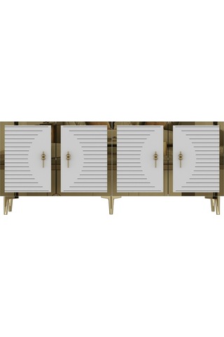 Ka1801bg Tuna Konsol, Tv Sehpası Beyaz-gold 180cm Beyaz
