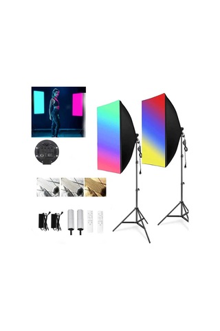 Deyatech 60 x 90 Cm 120W Rgb Softbox 2'li Set Led Video Ve Fotoğraf Çekim Işıgı