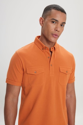 AC&Co / Altınyıldız Classics Erkek Turuncu Slim Fit Dar Kesim Polo Yaka Tişört Turuncu