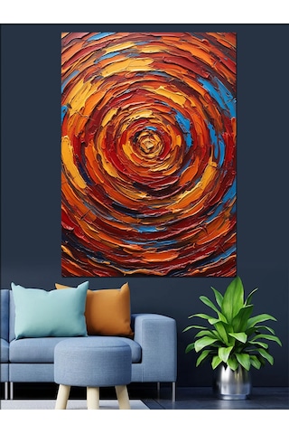 Karizma Tablo Soyut Renkli Spiral Boyama Dekoratif Kanvas - Mdf Ahşap Tablo