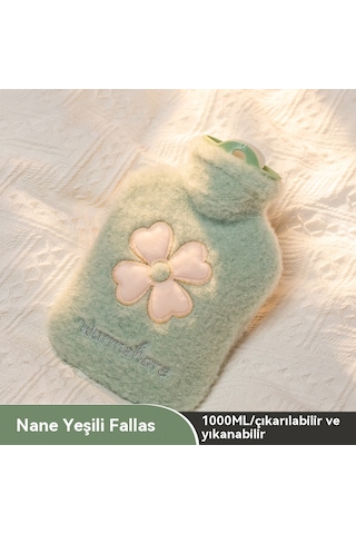 Peluş Su Dolu El Isıtıcı Çanta-açık Yeşil 1000ml