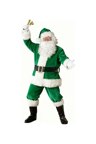 Yeşil Noel Baba Kostümü Yetişkin
