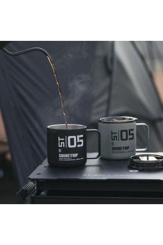 Tenfowee Taşra Kampı İçin Çift Katlı Isı Saklama Özelliği 350ml Paslanmaz Çelik Kahve Bardak, Taşınabilir Lehimli Outdoor Kupa Koyu Gri