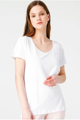 Hummel Alma Kadın Beyaz V Yaka Tişört