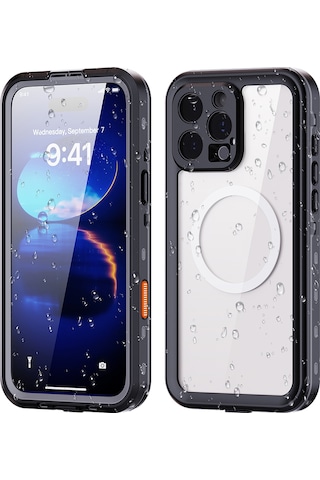 Apple Uyumlu iPhone 16 Pro Max Kılıf 1-1 Su Geçirmez Kılıf - Siyah