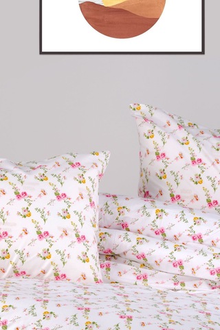 Aytunç Çiçek %100 Pamuklu Çift Kişilik Nevresim Takımı 200x22... Beyaz