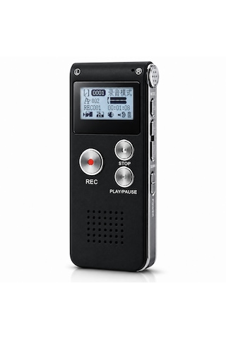 8 Gb Dijital Ses Kayıt Cihazı Vor Sesle Aktive Kayıt Mp3 Çalar Harici Mikrofon