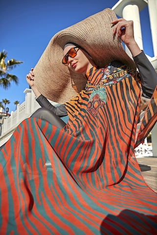 Remsa Tesettür Mayo Üzerine Tasarım Tek Kaftan Pareo 430-305 Kenya