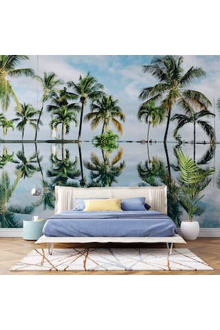 Tropikal Palmiye Ve Deniz Duvar Kağıdı 1 M²