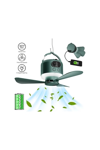 Chuangyinshop Beyaz 10400mah Tasinabilir Kamp Fani Led Isikli Usb Sarj Edilebilir 10 20 M S Ruzgar Hizi Type C Baglanti Acil Aydinlatma Cadir Ve Acik Hava Icin Beyaz