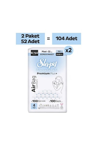 Sleepy Bio Natural Premium Plus Airbag Comfort Avantaj Paketi Bebek Bezi 4 Numara Maxi 104 Adet