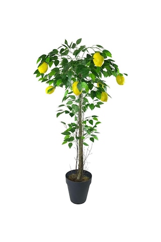 Yapay Limon Ağacı 130Cm 8 Limonlu Doğal Görünümlü Siyah Plastik S