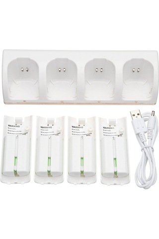 4 Adet 2800mah Şarj Edilebilir Pil Ve Wii Uzaktan Kumanda Anahtarı Aksesuarı İçin Wii Pil Şarj İstasyonu Beyaz Beyaz