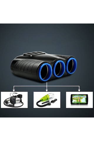Lemestar Araç Çakmak Soketi Bölücü: 3 Soket + 3 Usb 5v/3.1a , 12-24v Girişli, Akıllı Telefon, Tablet, Gps İçin 120w Adaptör