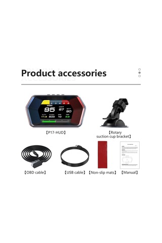 P17 Hız Ölçer Hud Obd2 Araç Bilgisayarı Gps Çift Sistemli Dijital Kilometre Su Yağ Sıcaklığı