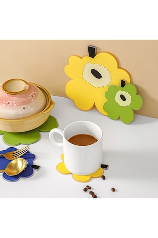 Sones 2 Adet / Set Ev Yaprak Isı Yalıtım Matı Mutfak Yüksek Sıcaklığa Dayanıklı Pişirme Yer Matları, Stil: Mavi Büyük Diğer