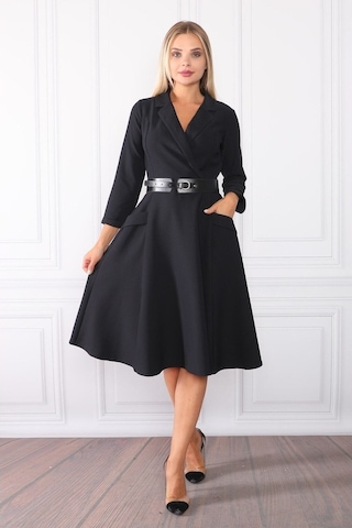 E.T.'S Element'S Kadın Kruvaze Yaka Elbise Siyah