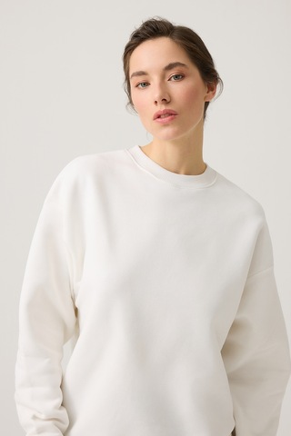 Los Ojos Ekru Geniş Kalıp Bisiklet Yaka Sweatshirt Crew Neck Ekru Ekru