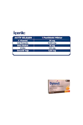 Dynavit Herbal Vitamin C Propolis Beta Glukan Pastil 16 Pastil