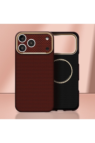 İphone 17 Pro Max Uyumlu Kılıf M-safe Şarj Özellikli Zore Paris Zerre Sert Pc Kapak Bordo