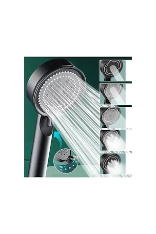Banyo Keyfi İçin Tasarruflu 5mod Masaj Etkili Siyah Duş Başlığı Diğer