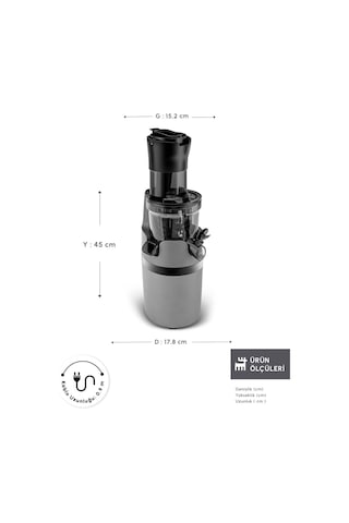 Karaca Slow Juicer Yavaş Sıkım Katı Meyve Sıkacağı