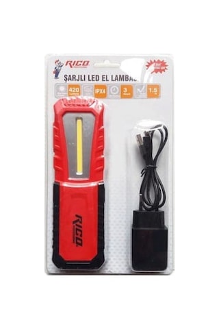Rico Sarjlı Mıknatıslı Kamp Tamir Led Lamba 8 Saat 420 Lümen A Kalite
