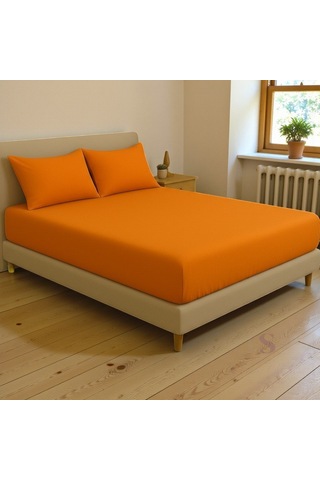 Shules Collection Turuncu Çift Kişilik Çarşaf+yastık Seti %100 Pamuk Turuncu