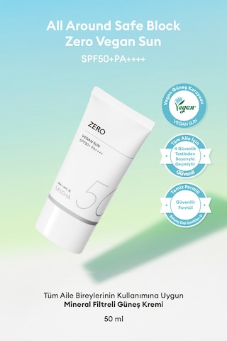 Missha All Around Safe Block Zero Vegan Sun SPF50+ Pa++++ 50 ML