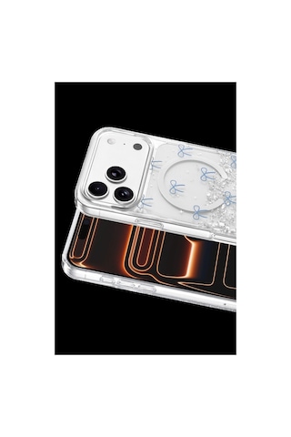 Onegif Apple İphone Uyumlu 17 Pro Misk Simli Magsafe Kapak - Desen 3 Çok Renkli